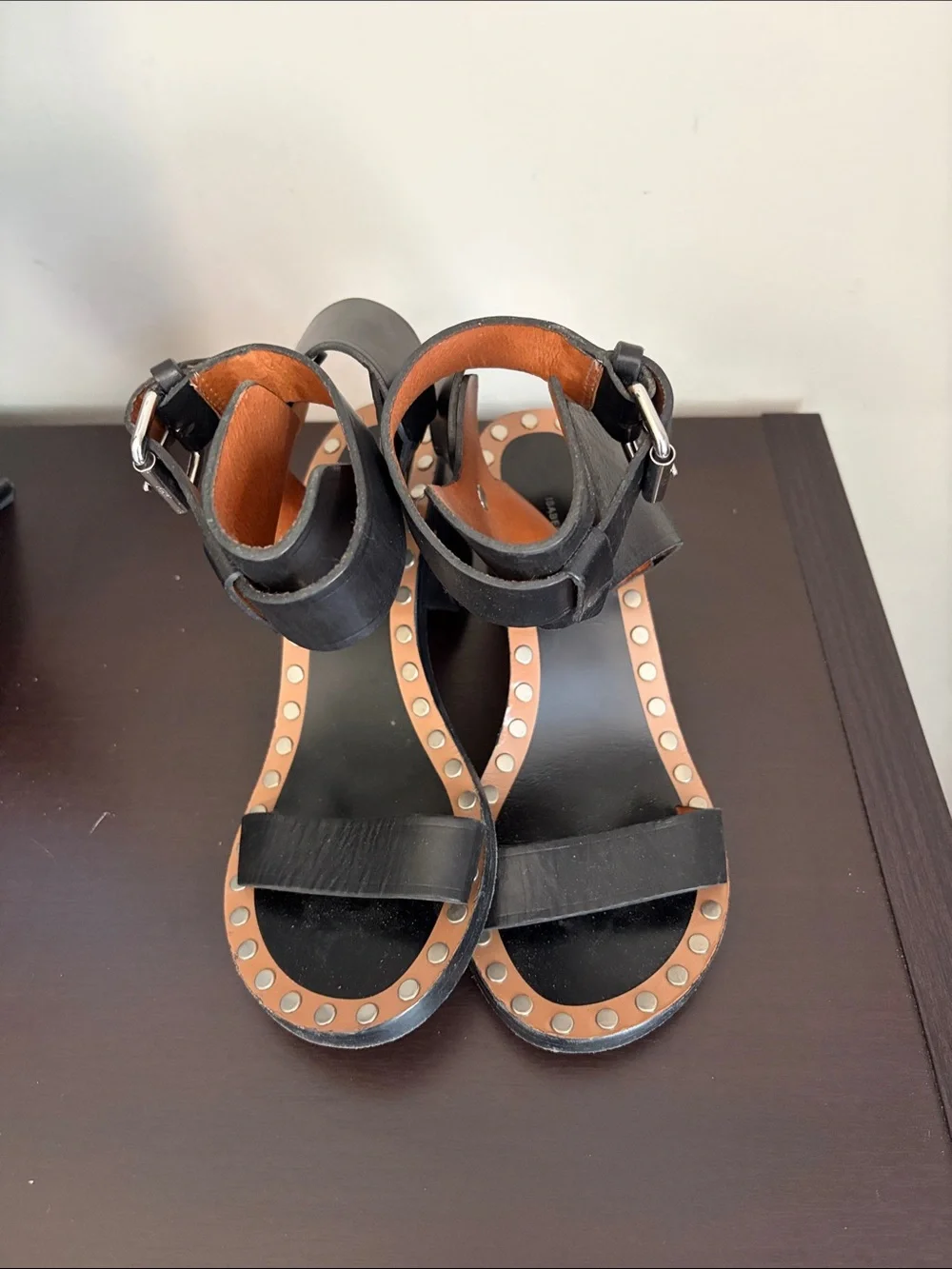 Isabel Marant Jehon Buckle Sandals Black Leather Italy Designer Sz 37 US 7